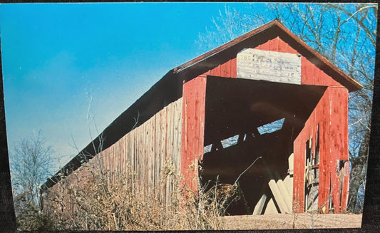 Old Red Bridge - Gibson County, Indiana - Photo: George Gould - Vintage Covered Bridge Postcard