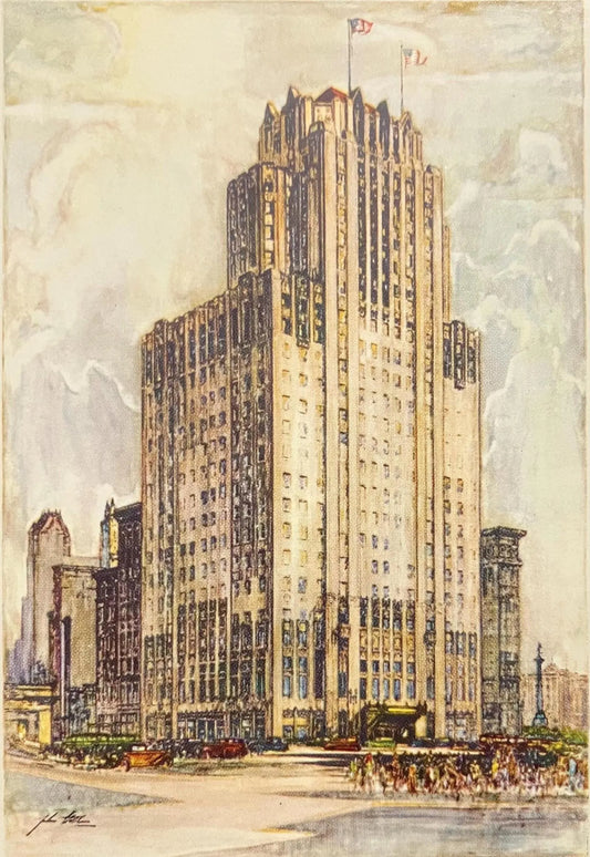 Hotel Sir Francis Drake San Francisco’s Most Famous Host! - Vintage 1930s Postcard - This is Artist's Rendition for Advertising Postcard