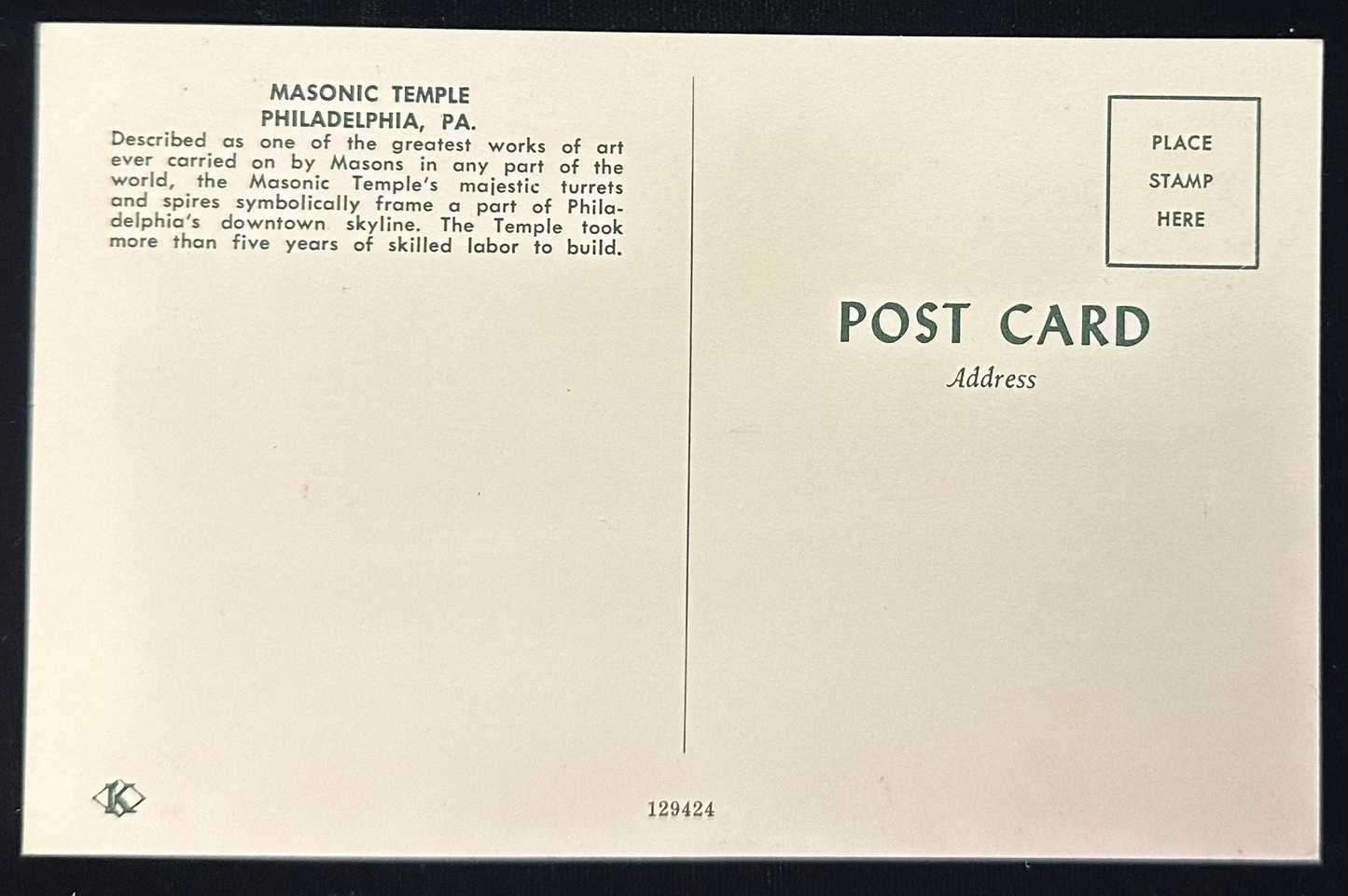 Masonic Temple, Philadelphia, Pennsylvania - Vintage Postcard