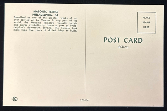 Masonic Temple, Philadelphia, Pennsylvania - Vintage Postcard