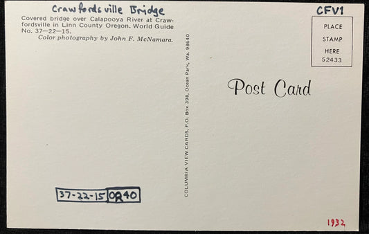 Crawfordsville Bridge over Calapooya River in Crawfordsville, Oregon - Photo by John McNamara - Vint