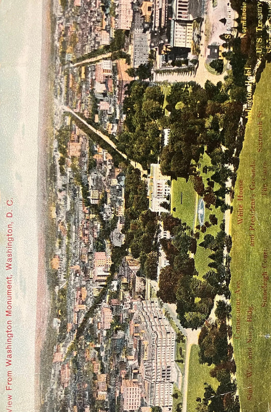Bird's Eye View From Washington Monument, Washington D. C., Maryland  - Vintage Washington DC Postcard - RARE Early 1900s DC Photo
