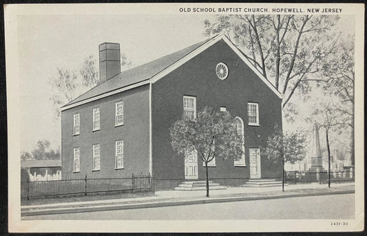 Old School Baptist Church, Hopewell, New Jersey - Vintage Church Postcard