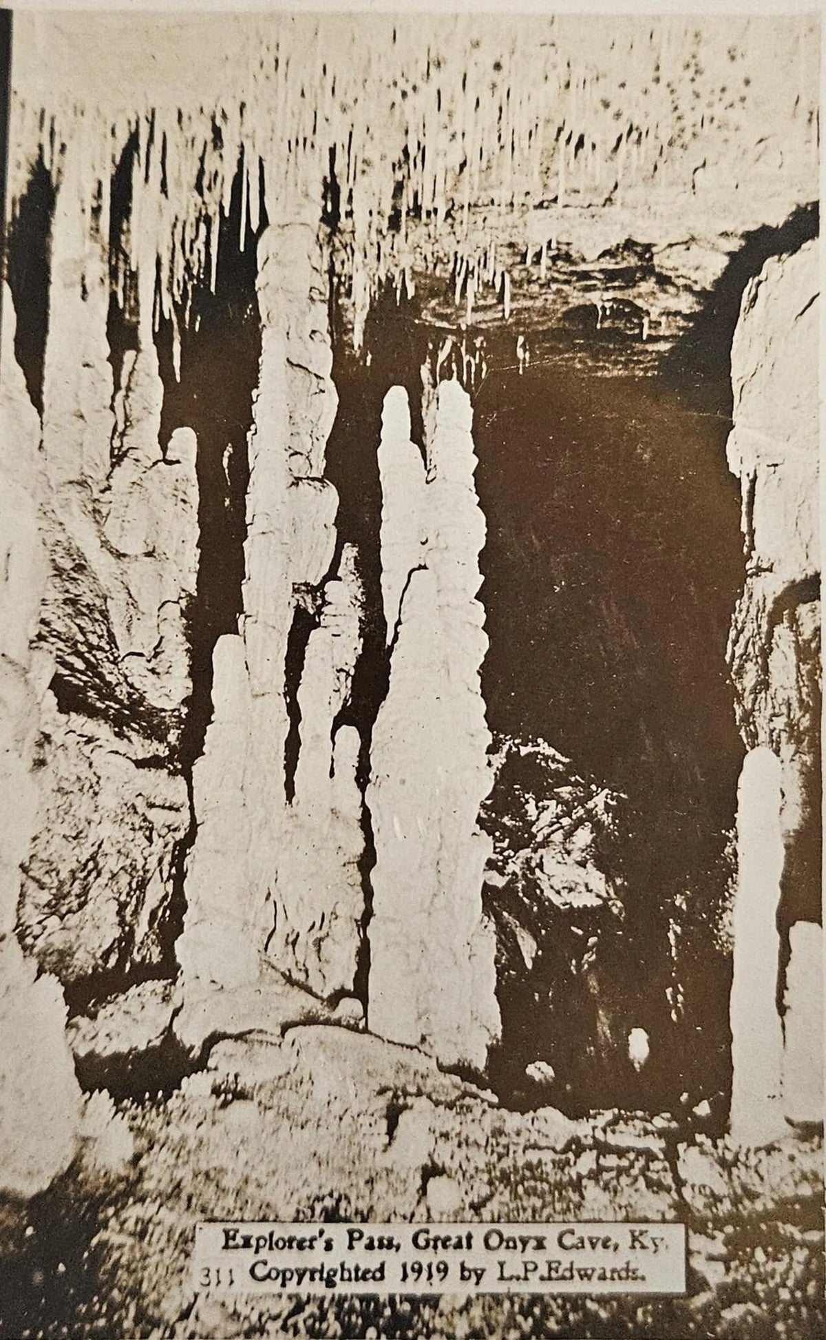 RPPC 1919 Explorer's Pass Great Onyx Cave Kentucky - Stalactite Mineral Deposits  - Vintage Postcard