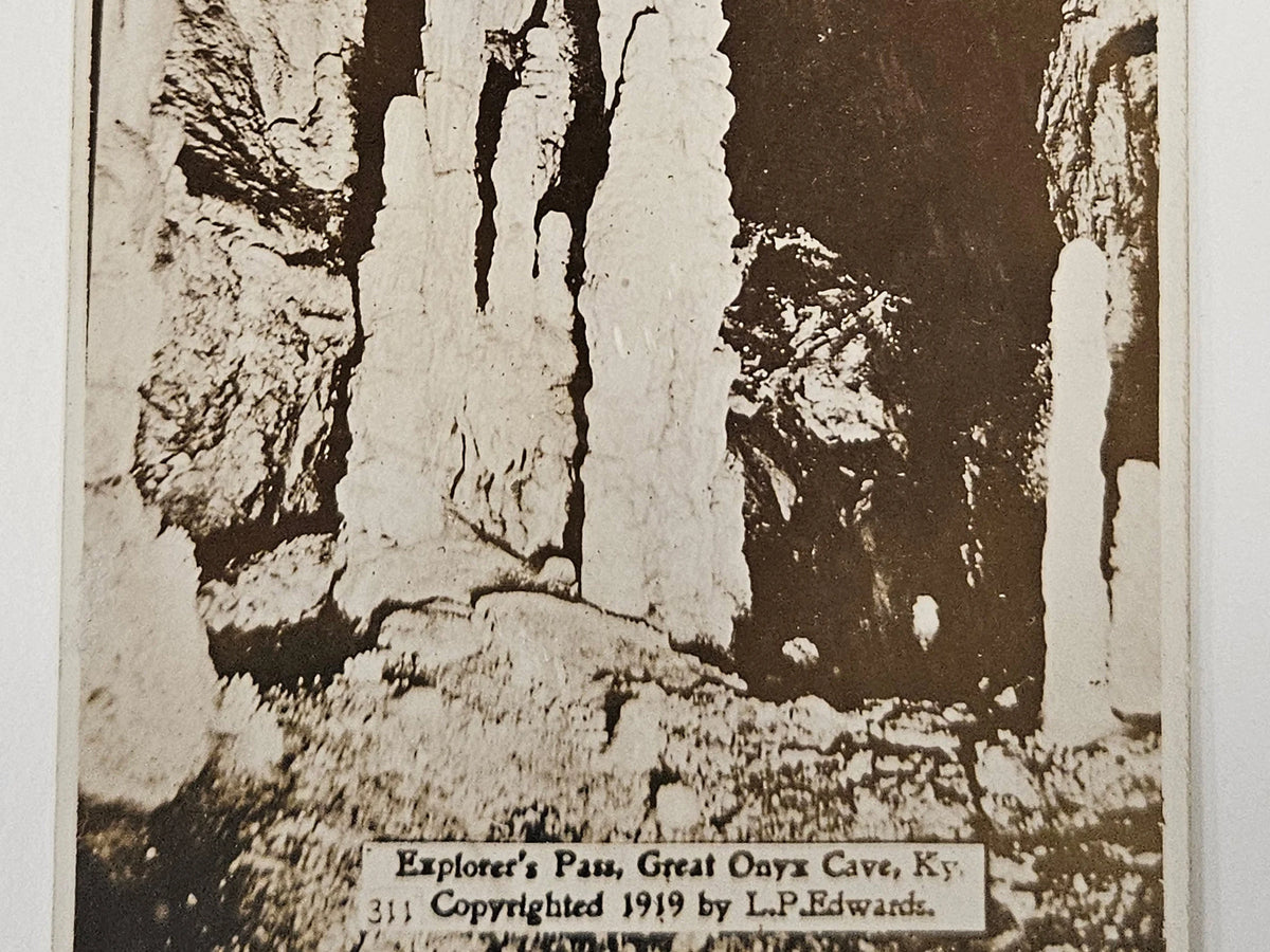 RPPC 1919 Explorer's Pass Great Onyx Cave Kentucky - Stalactite Mineral Deposits  - Vintage Postcard