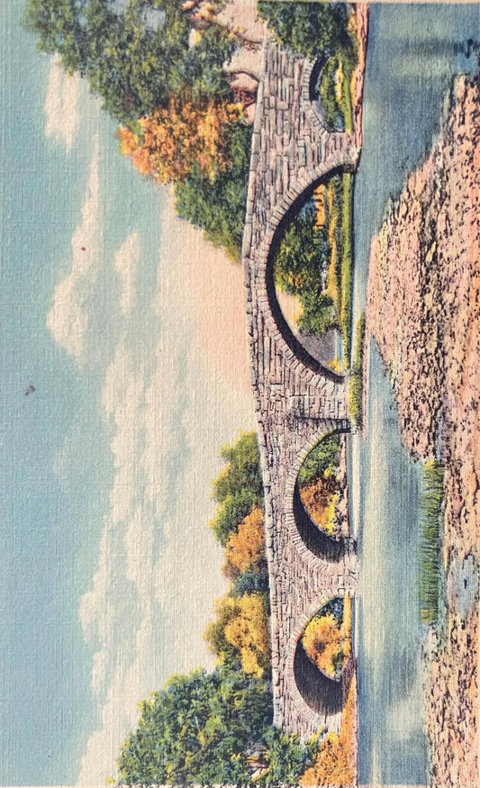 Old Stone Bridge on the Mohican Trail, Leeds in the Catskills, New York - Vintage Bridge Postcard