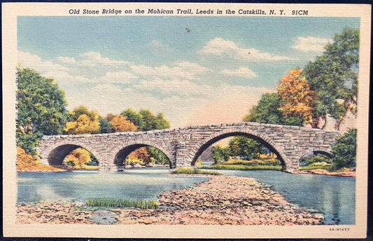 Old Stone Bridge on the Mohican Trail, Leeds in the Catskills, New York - Vintage Bridge Postcard