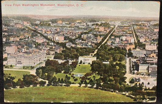 Bird's Eye View From Washington Monument, Washington D. C., Maryland  - Vintage Washington DC Postcard - RARE Early 1900s DC Photo