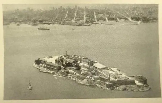 Alcatraz Island, San Francisco 1936 -Bird's Eye View of Alcatraz Federal Prison - Bardell H-Gloss Print -Vintage Postcard