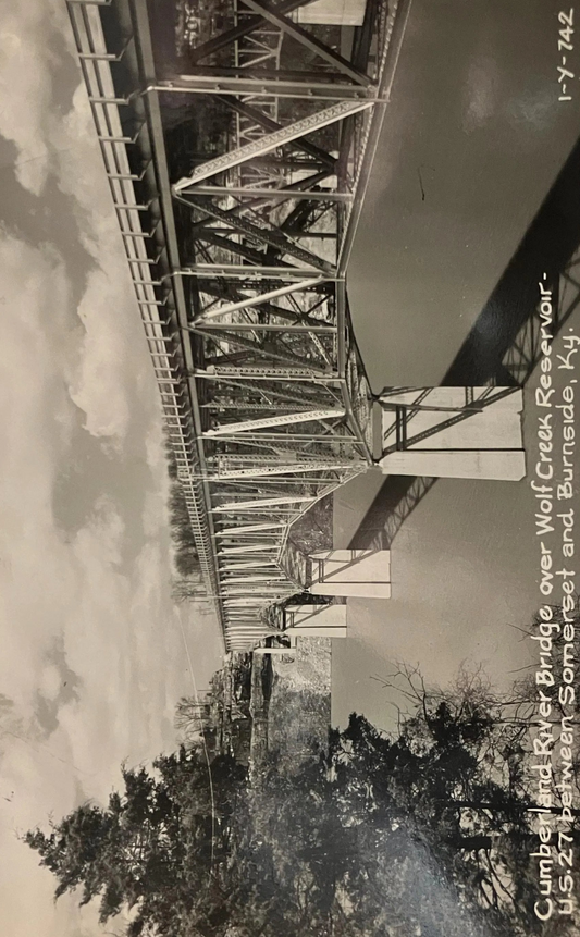 Cumberland River Bridge - Wolf Creek Reservoir - U. S. 27 between Somerset and Burnside, Kentucky - Vintage Bridge Postcard