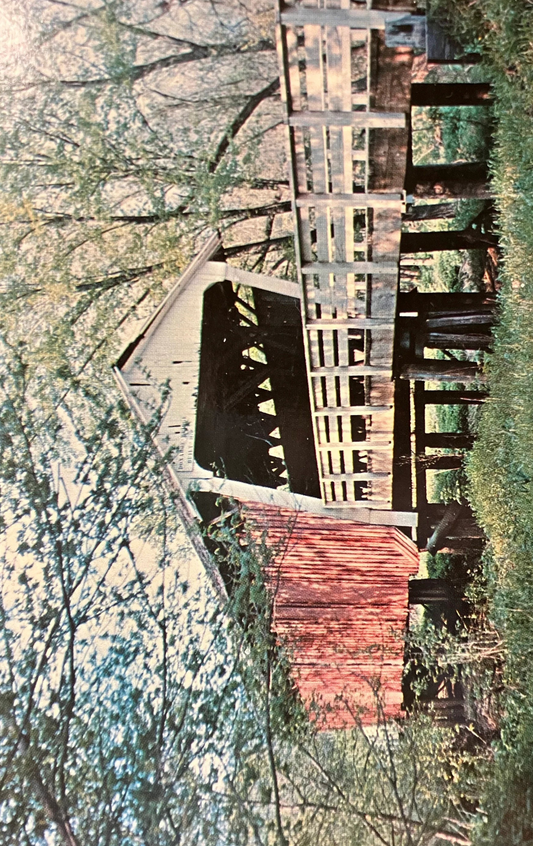 Donahoe Covered Bridge - Winterset, Iowa - Photo: Clee R. Crawford - Vintage Covered Bridge Postcard