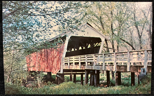 Donahoe Covered Bridge - Winterset, Iowa - Photo: Clee R. Crawford - Vintage Covered Bridge Postcard
