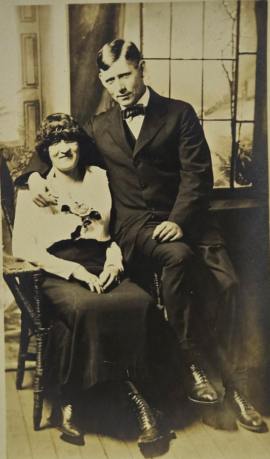RPPC Engagement photo - Disabled Woman before marriage- Rare Photo - Vintage Postcard