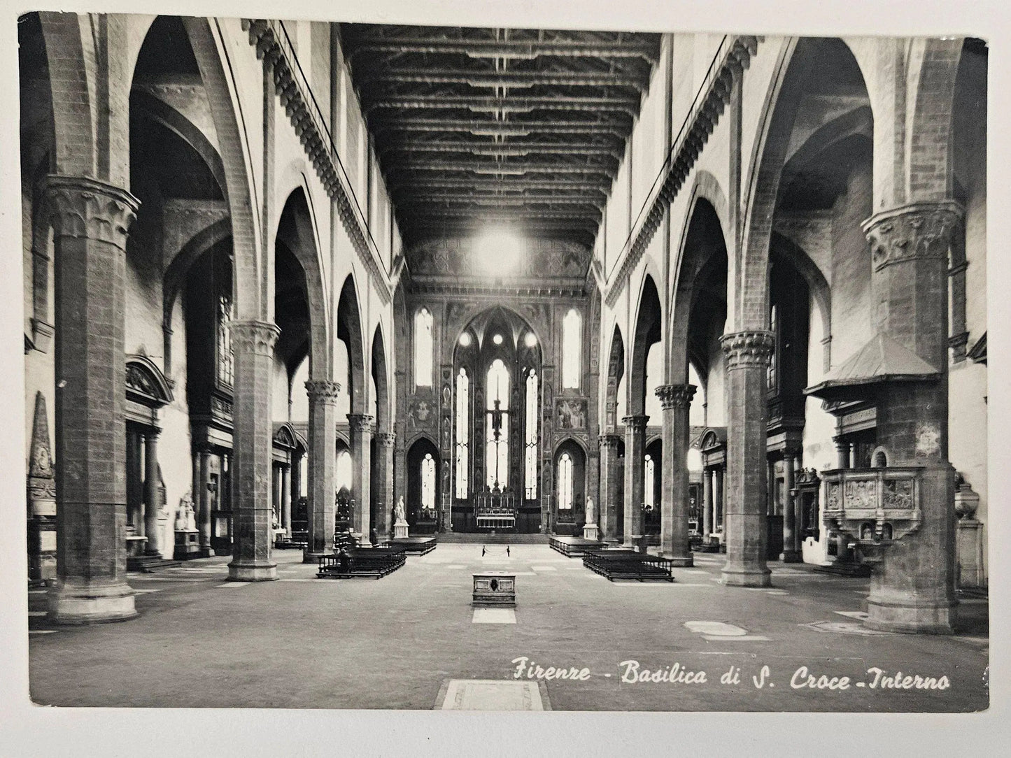 RPPC Firenze Basilica Of Saint Croce The Interior Florence, Italy - Vintage International Postcard