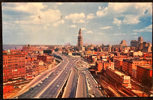 Custom House Tower in Boston, Massachusetts - John F. Fitzgerald Expressway - Vintage Boston Postcard
