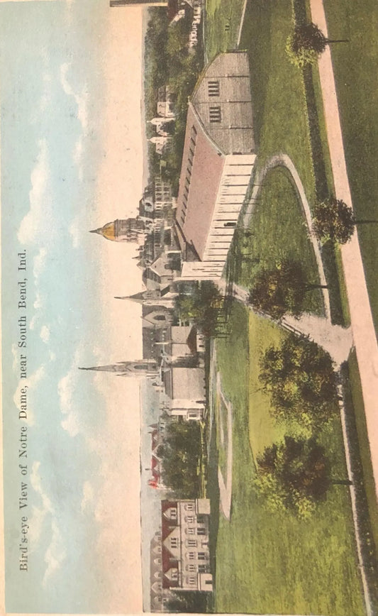 Bird's-eye View of Notre Dame, near South Bend, Indiana 1915- Vintage Notre Dame University Postcard