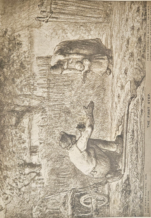 Print Of Painting By Millet - "The First Step" early 1900 print