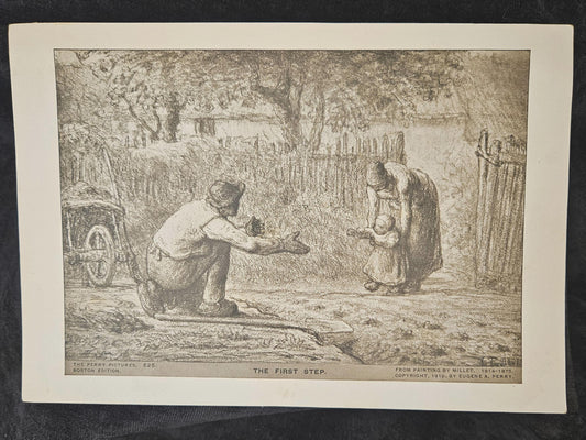 Print Of Painting By Millet - "The First Step" early 1900 print