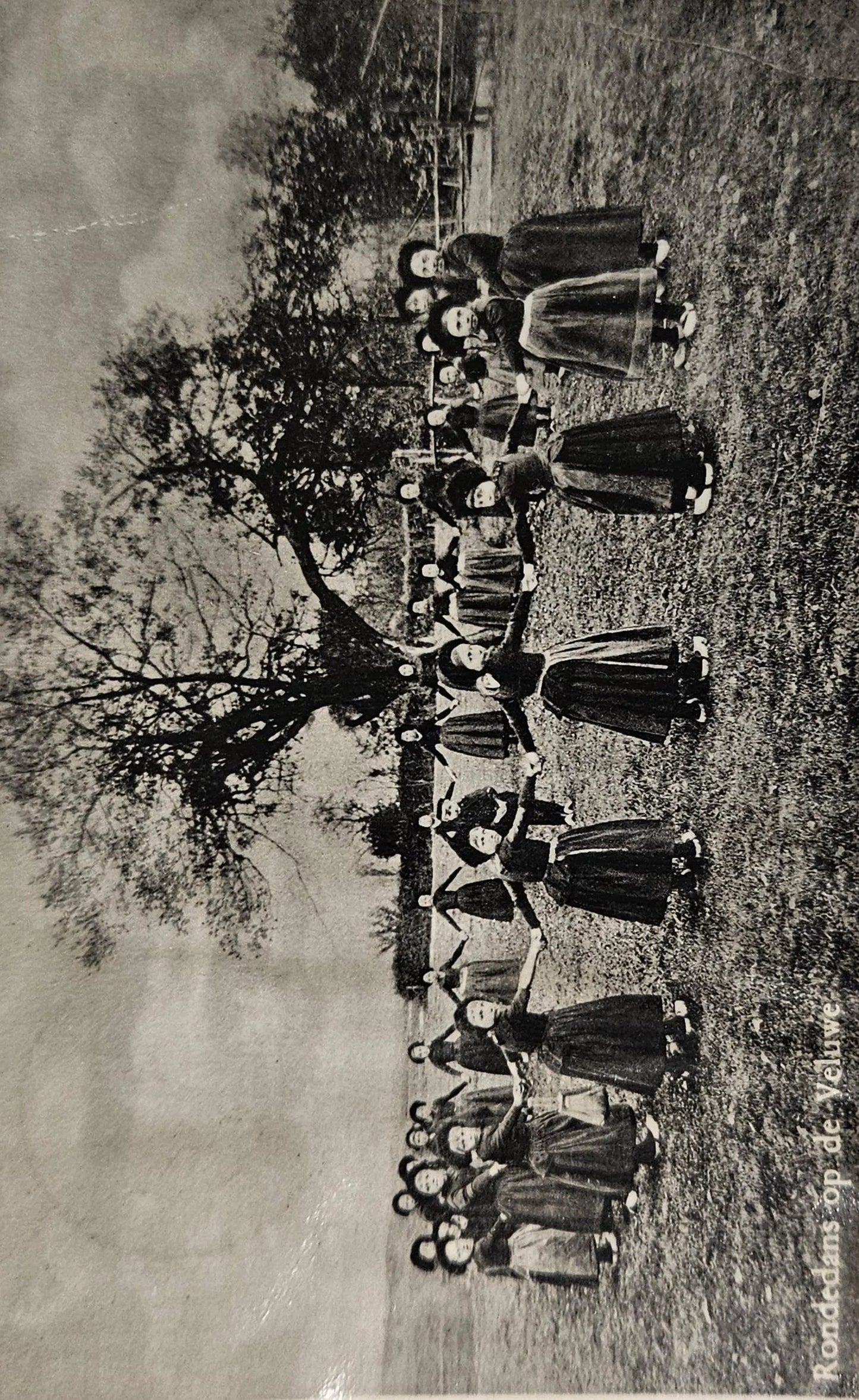 RPPC 1950s Dutch Girls Dancing in Circle Postcard "Rondedans Op De Veliwe" - Vintage Postcard with International Postage