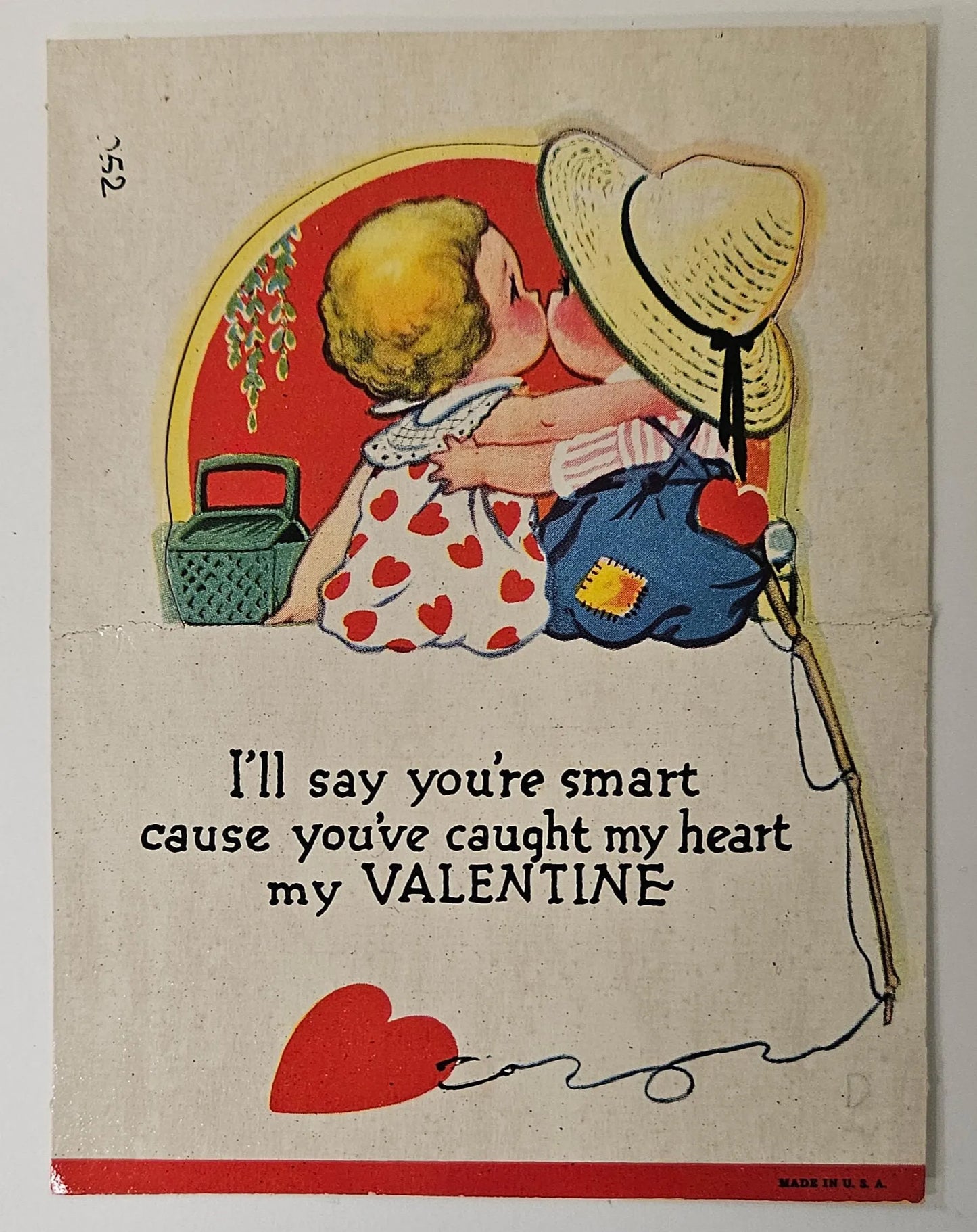 Valentines Day Card "I'll say you're smart cause you've caught my heart" - 1920s Children's artist