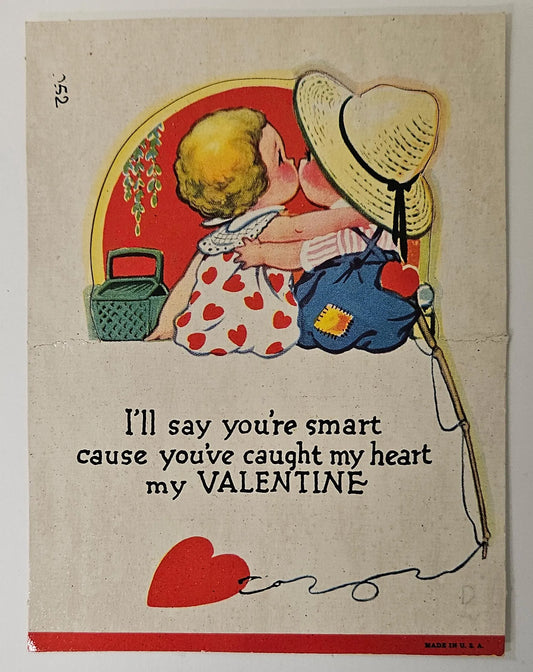 Valentines Day Card "I'll say you're smart cause you've caught my heart" - 1920s Children's artist