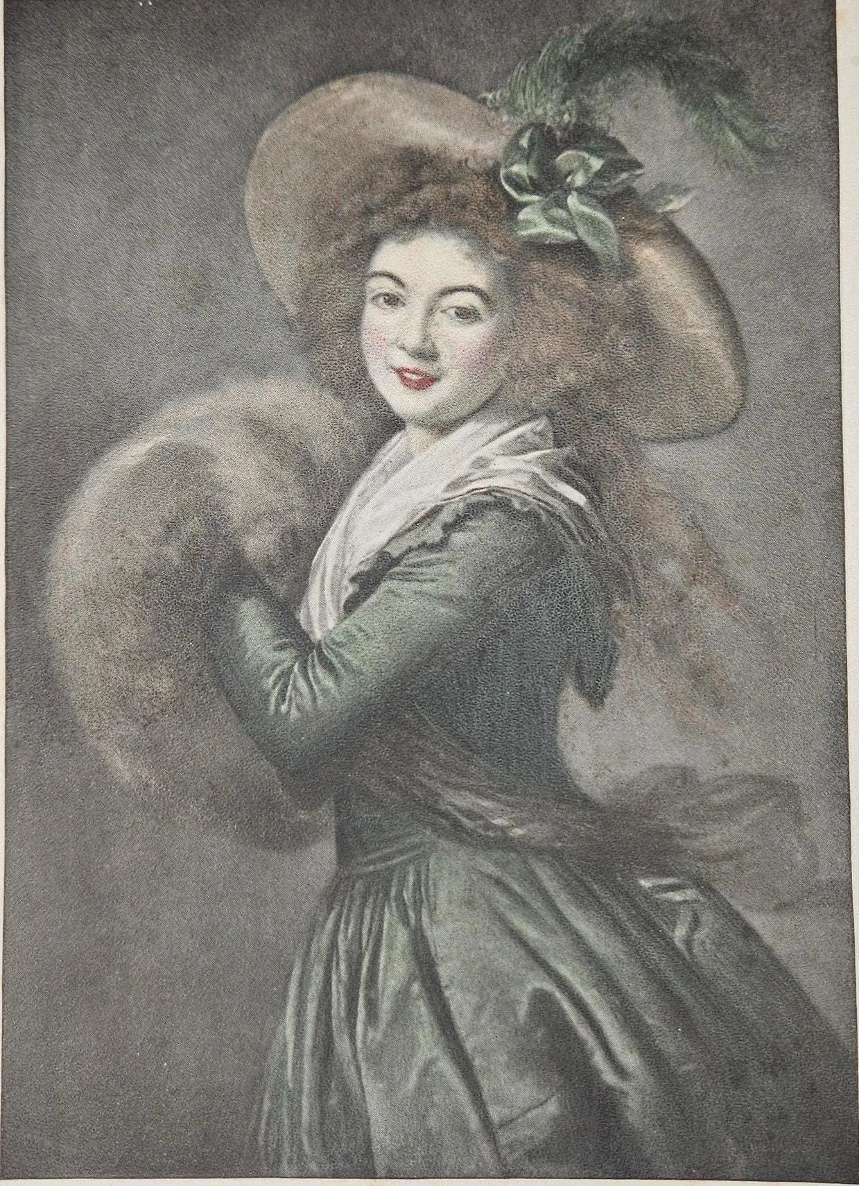 Girl With Muff- Louvre, Paris- Print From Painting By MME. LeBrun 1755-1842
