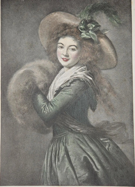 Girl With Muff- Louvre, Paris- Print From Painting By MME. LeBrun 1755-1842