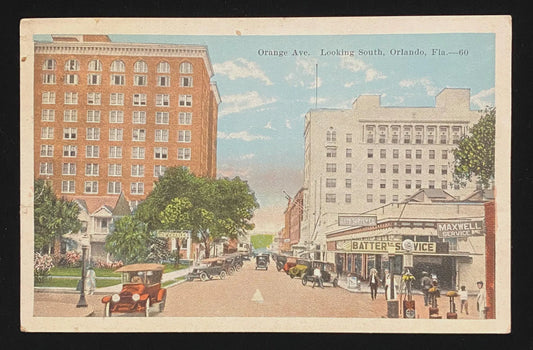 Orange Ave. Looking South, Orlando, Florida - Vintage Postcard
