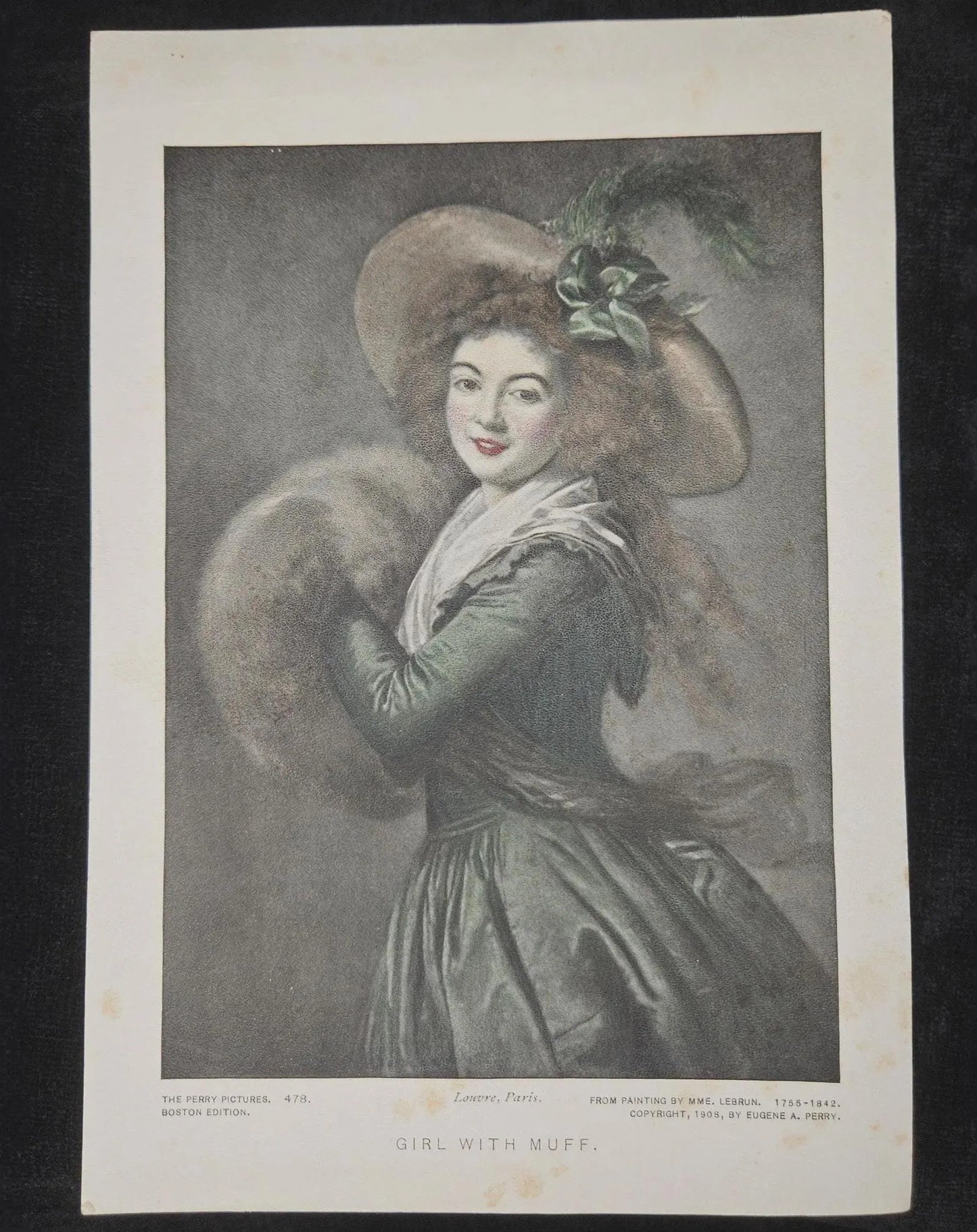 Girl With Muff- Louvre, Paris- Print From Painting By MME. LeBrun 1755-1842