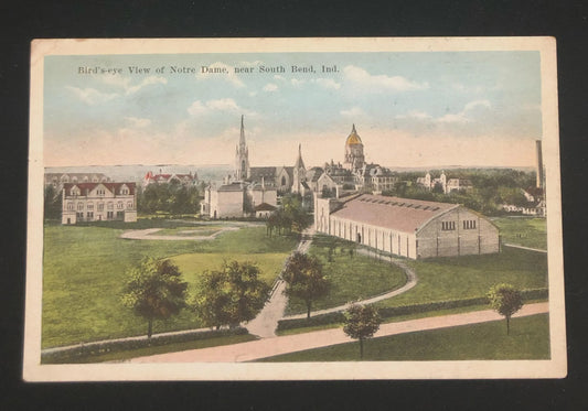 Bird's-eye View of Notre Dame, near South Bend, Indiana 1915- Vintage Notre Dame University Postcard