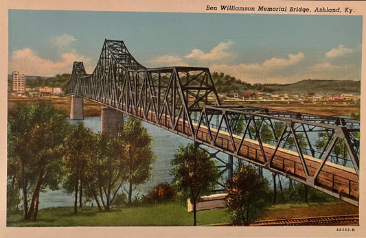 Ben Williamson Memorial Bridge - Ashland, Kentucky - 1940s Linen Postcard