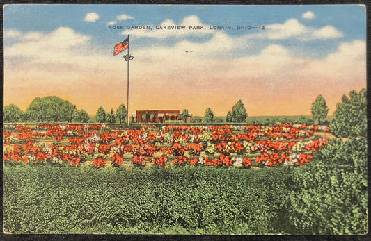 Rose Garden, Lakeview Park, Lorain, Ohio - Vintage Postcard
