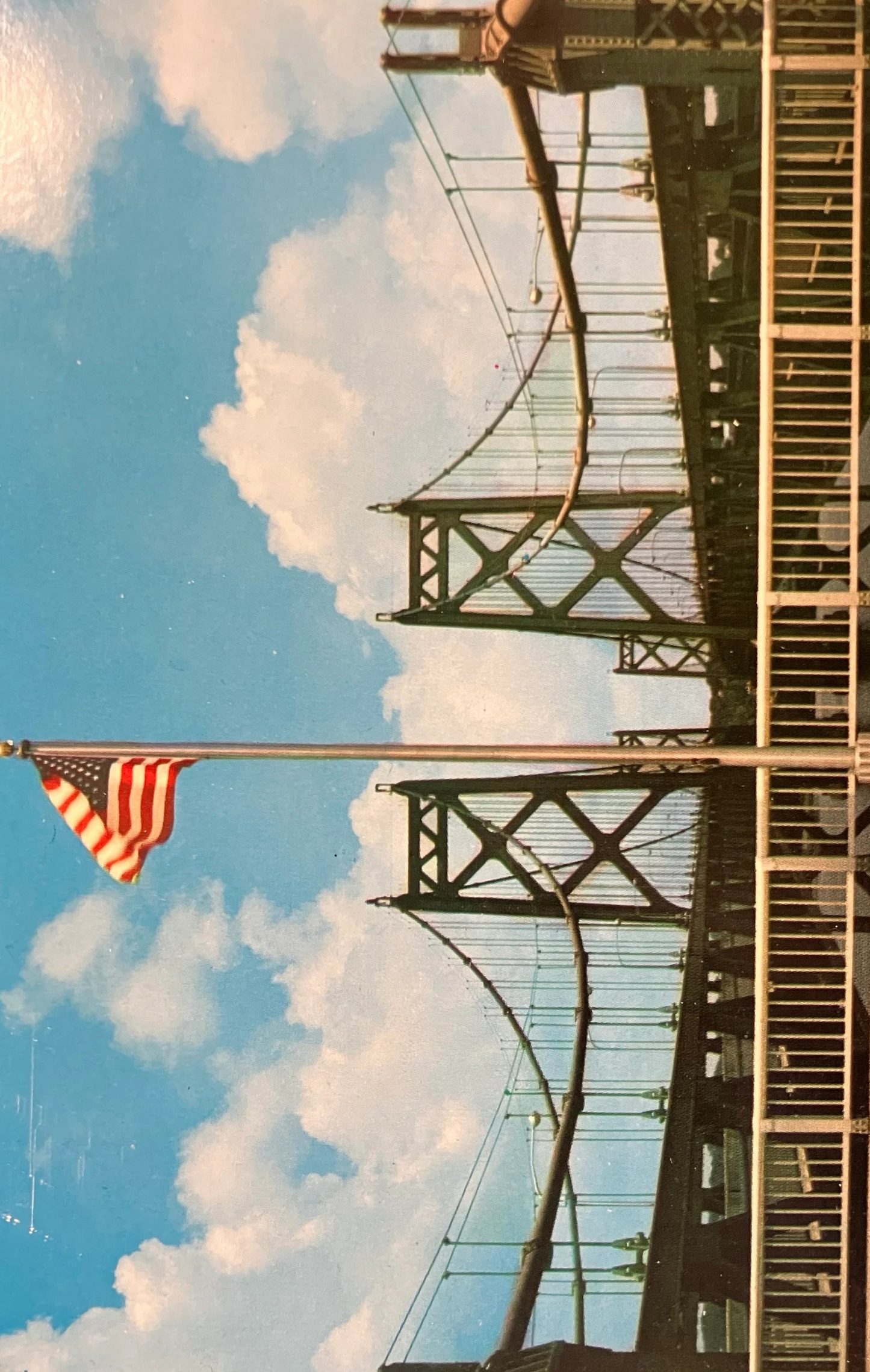 Double Suspension Bridge over the Mississippi River - Moline, Illinois - Bettendorf, Iowa - Vintage Suspension Bridge Postcard