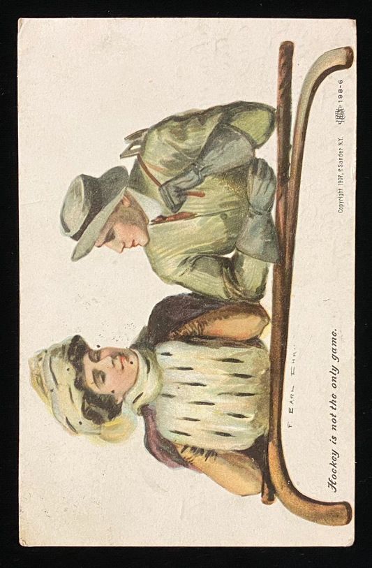 Hockey is not the only game - Vintage Postcard