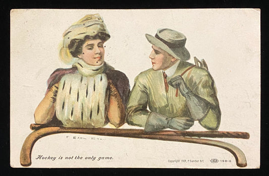 Hockey is not the only game - Vintage Postcard
