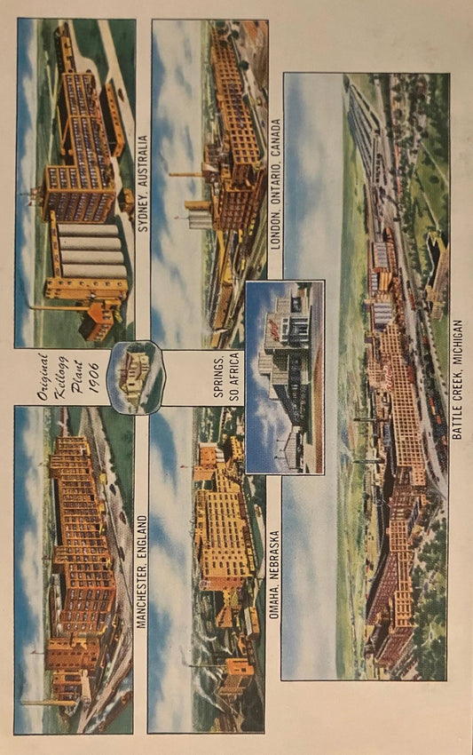 Original Kellogg Plant 1906 - Manchester, England - Sydney, Australia - Omaha, Nebraska - London, Ontario, Canada - Battle Creek, Michigan
