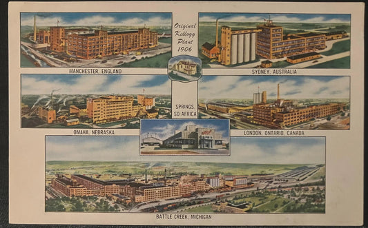 Original Kellogg Plant 1906 - Manchester, England - Sydney, Australia - Omaha, Nebraska - London, Ontario, Canada - Battle Creek, Michigan