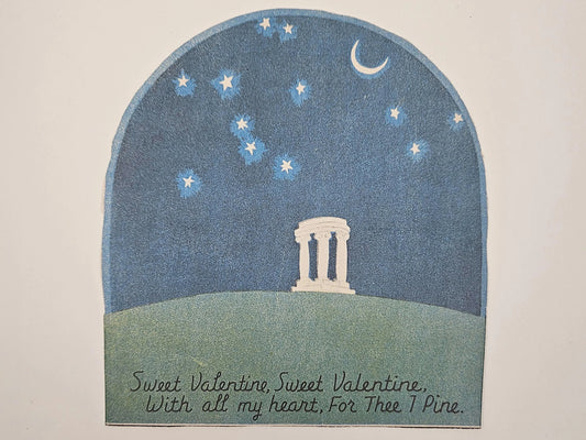 Sweet Valentine, With All My Heart, For Thee I Pine - Moon and Stars Valentine's Card