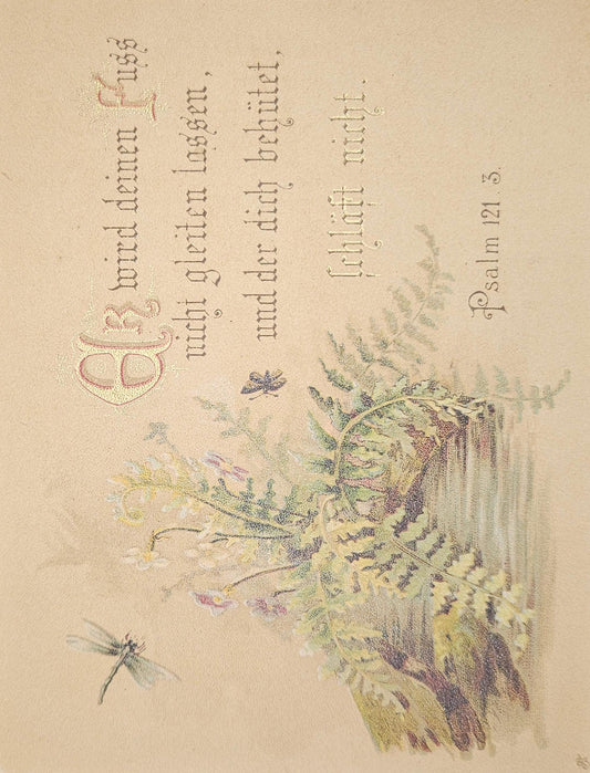 Advertisement for Prayer Cards with Psalm 121.3 - sold from  Pittsburg, Pennsylvania,  L. Breuninger