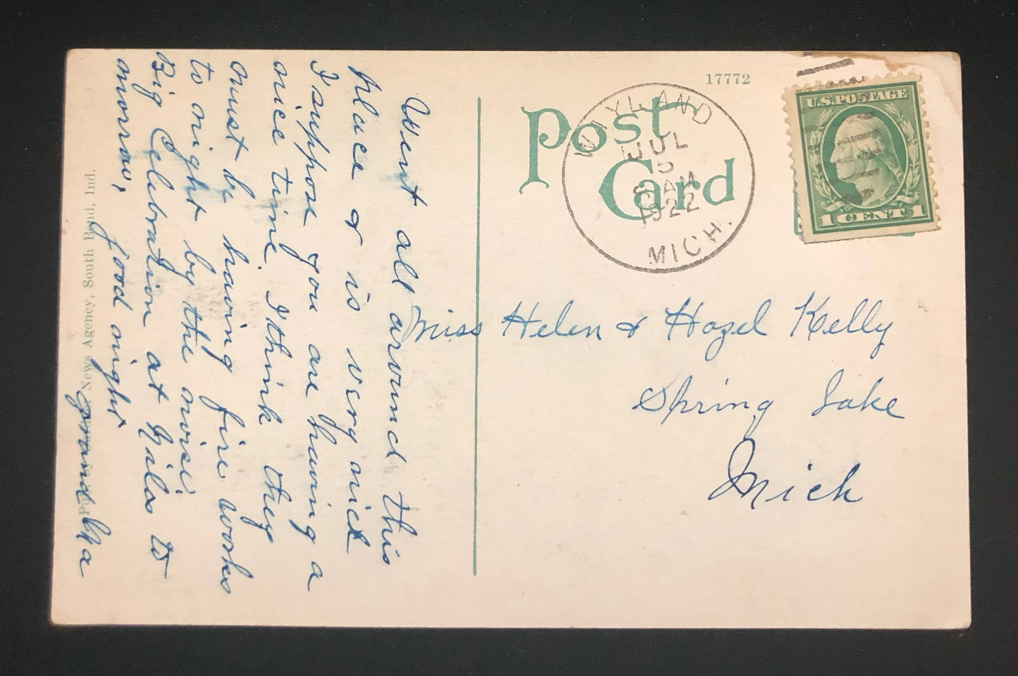 Bird's-eye View of Notre Dame, near South Bend, Indiana 1915- Vintage Notre Dame University Postcard