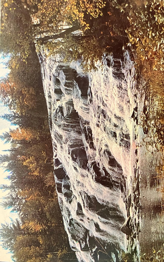 Bond Falls along the Ontonagon River inn Michigan’s Upper Peninsula - Photo by Don Bingham - Vintage Michigan Waterfall Postcard