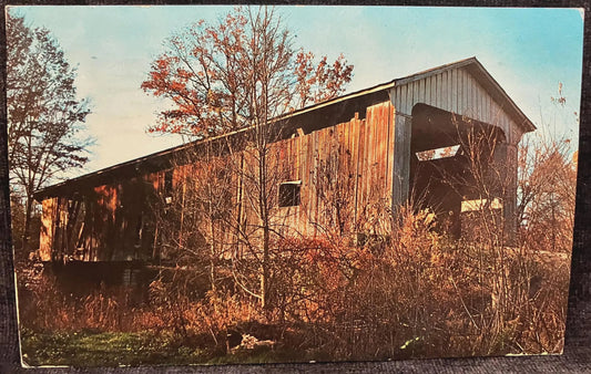 Otter Creek Covered Bridge in Holton, Indiana - Vintage Covered Bridge Postcard