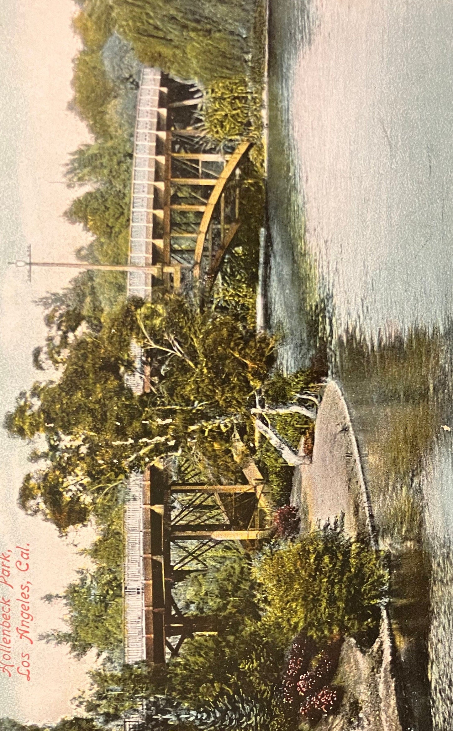 1910s Postcard of Hollenbeck Park - Los Angeles, California - Vintage Park Postcard