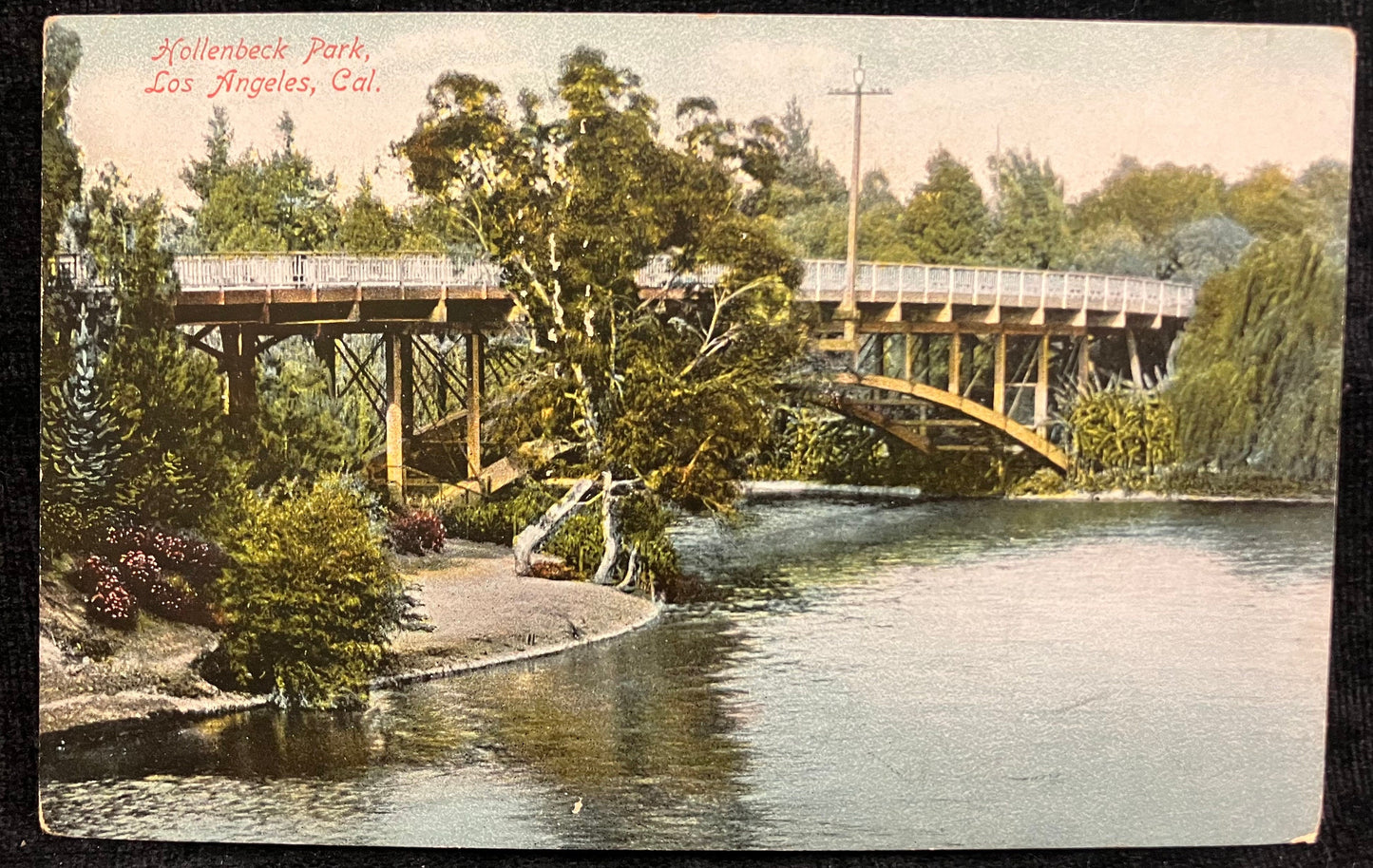 1910s Postcard of Hollenbeck Park - Los Angeles, California - Vintage Park Postcard