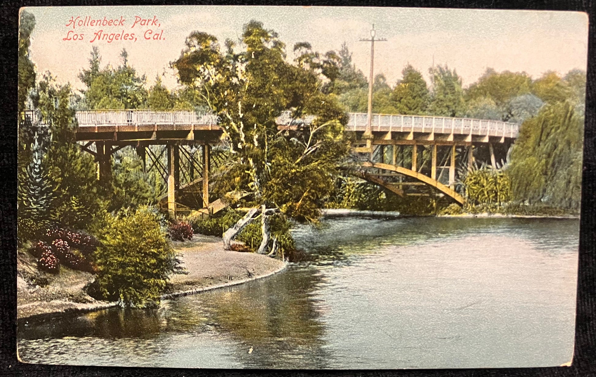 1910s Postcard of Hollenbeck Park - Los Angeles, California - Vintage Park Postcard