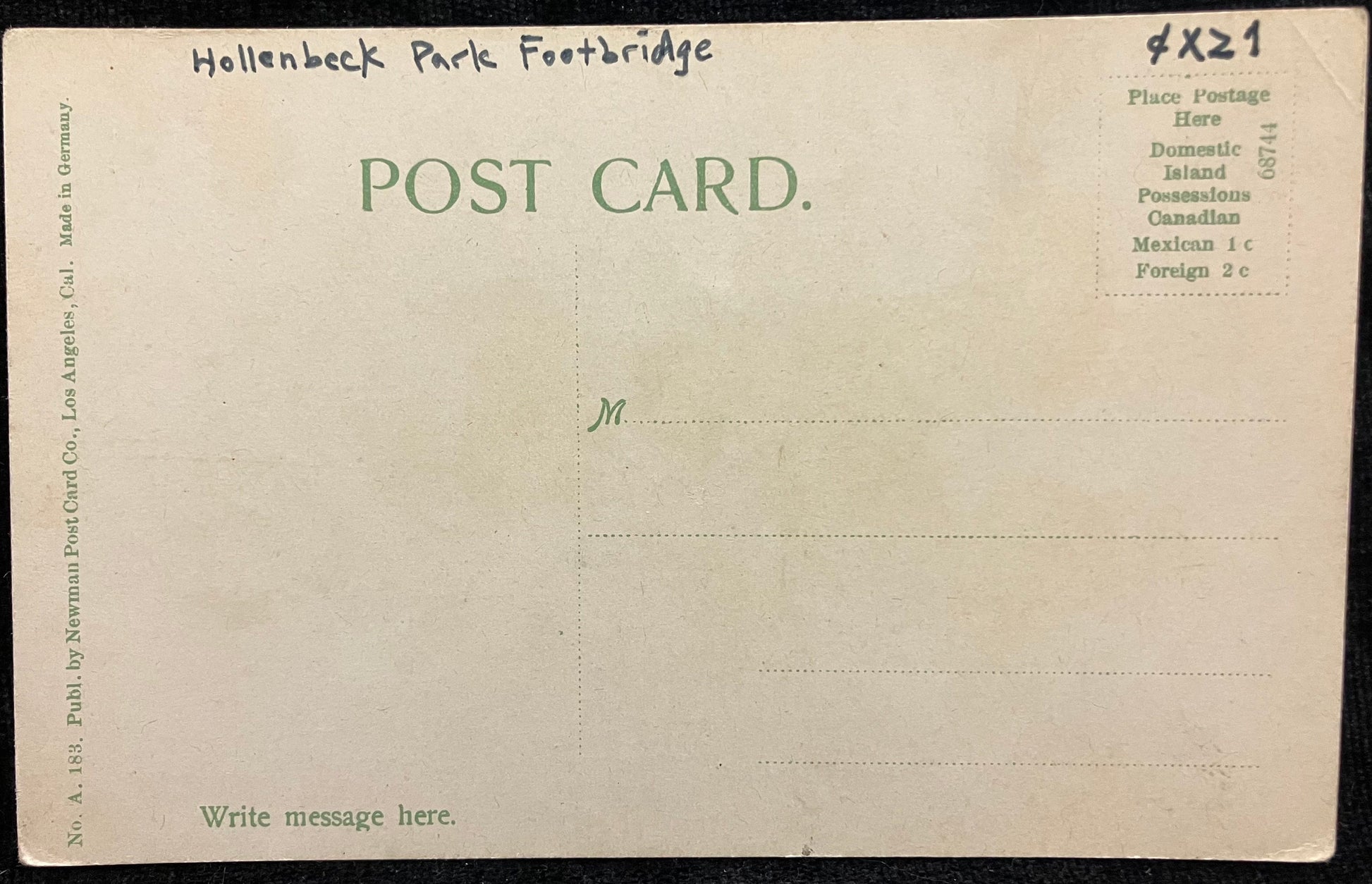 1910s Postcard of Hollenbeck Park - Los Angeles, California - Vintage Park Postcard