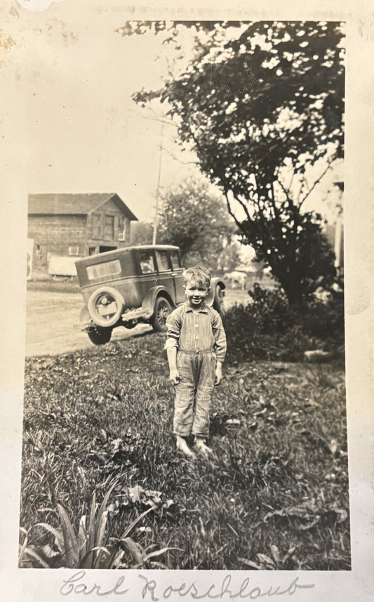 1920s-1930s Photograph - Young Boy with Model T "Tin Lizzie"  - 20th Century German-American Life - Car Transportation Photo