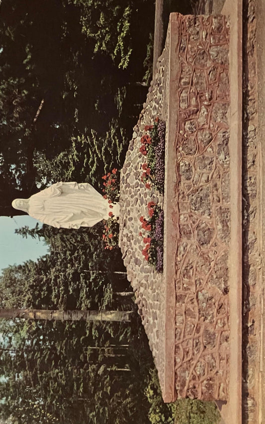 Our Lady of the Pines Grotto at the Park of the Lady of the Pines Church in Copper Harbor, Michigan - Vintage Church Postcard