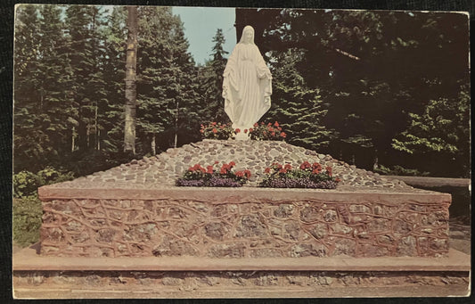 Our Lady of the Pines Grotto at the Park of the Lady of the Pines Church in Copper Harbor, Michigan - Vintage Church Postcard