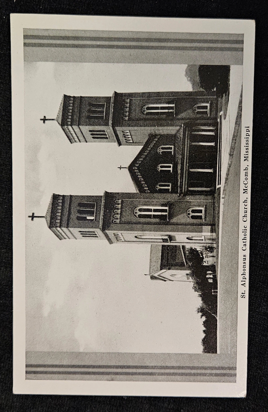 St. Alphonsus Catholic Church - McComb, Mississippi - Vintage Black and White Postcard
